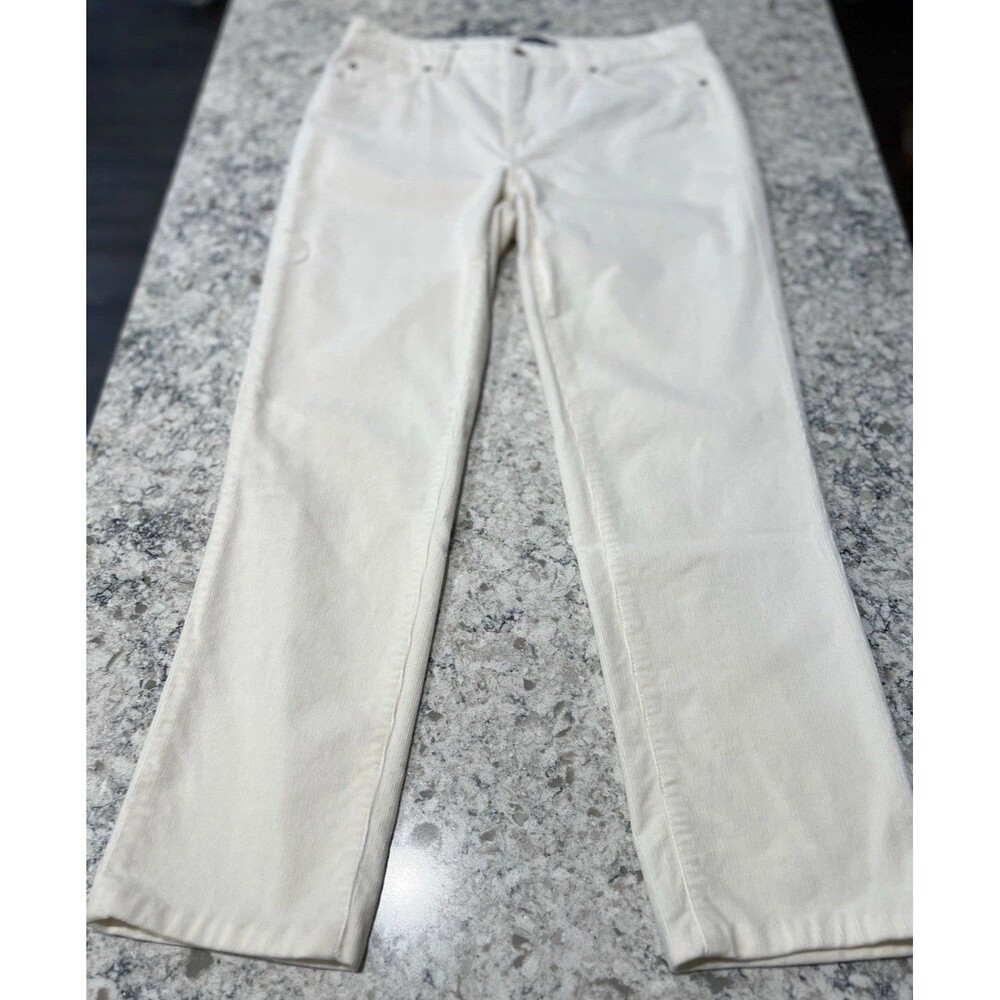 Talbots Size 6P Petite High Rise Corduroy Straight Leg Pants Jeans Ivory